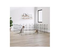 3114041 Cage animaux de compagnie à 52 panneaux et porte Noir 35x35 cm