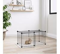 vidaXL Enclos pour animaux de compagnie 8 panneaux avec porte noir 35x35 cm