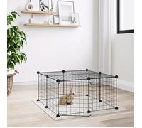 3114051 vidaXL Cage animaux de compagnie à 12 panneaux et porte Noir 35x35 cm
