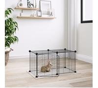 3114053 vidaXL Cage animaux de compagnie à 8 panneaux et porte Noir 35x35 cm