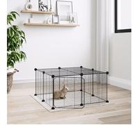 3114054 vidaXL Cage animaux de compagnie à 12 panneaux et porte Noir 35x35 cm