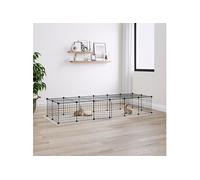 3114056 Cage animaux de compagnie à 28 panneaux et porte Noir 35x35 cm