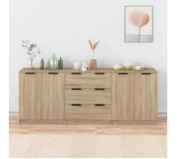 vidaXL Buffets 3 pcs Chêne sonoma Bois d'ingénierie
