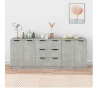 vidaXL Buffets 3 pièces Armoires de rangement Bois d'ingénierie Gris béton