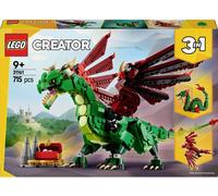 LEGO Creator 3-en-1 Le Dragon médiéval - Se transforme en Serpent de mer ou en phénix - Jeu de Construction pour garçons et Filles Amoureux des Animaux - Idée de Cadeau d’Anniversaire dès 9 Ans 31161