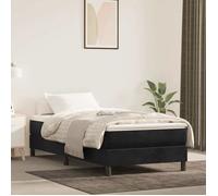 vidaXL Sommier rembourré à lattes 25 cm Velours Noir 80x200 cm pour lit simple adulte