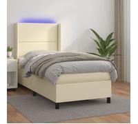 3121046 vidaXL Sommier à ressorts de lit Cappuccino 140x190 cm Similicuir