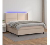 3121066 vidaXL Sommier à ressorts de lit Blanc 200x200 cm Similicuir