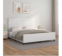 3125458 vidaXL Cadre de lit avec tête de lit Blanc 160x200 cm Similicuir