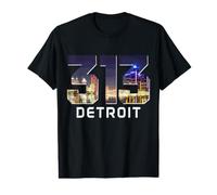 313 Détroit Code régional Horizon de Nuit Vintage Michigan T-Shirt Graphique avec Valeur