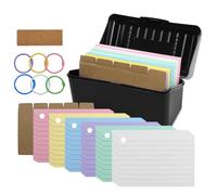 313 Pièces Boîte à Fiches Kit de Boîtes à Fiches avec 1 Boîte D'index Noire 300 Fiches 5 intercalaires 1 Autocollants 6 Anneaux Aux Déplacements, Notes DApprentissage, Recettes ou Cartes Flash