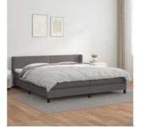 3130743 vidaXL Lit à sommier tapissier avec matelas Gris 200x200 cm Similicuir