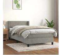 3130871 vidaXL Lit à sommier tapissier et matelas Gris clair 90x190 cm Velours