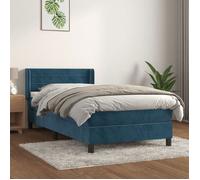 3131001 vidaXL Lit à sommier tapissier avec matelas Bleu foncé 90x200 cm