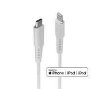 LINDY Câble USB-C vers Lightning 31315 – USB 2.0, 0,5 m, blindé, Power Delivery 2.0, blanc