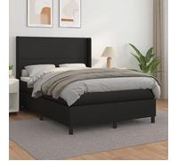 Vidaxl Lit À Sommier Tapissier Avec Matelas Noir 140x190 Cm Similicuir Noir