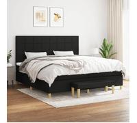 3137183 vidaXL Lit à sommier tapissier avec matelas Noir 200x200 cm Tissu