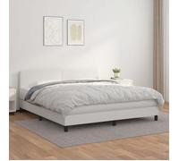 3141012 vidaXL Lit à sommier tapissier avec matelas Blanc 160x200cm Similicuir