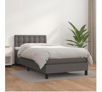 Vidaxl Lit À Sommier Tapissier Avec Matelas Gris 90x200 Cm Similicuir Gris