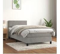 Sommier à Lattes de Lit avec Matelas, Lit Rembourré, Lit Simple, Lit Adulte de Chambre à Coucher Intérieur, Moderne, Gris Clair 80x200 cm Velours