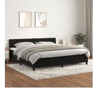 Vidaxl Lit À Sommier Tapissier Et Matelas Noir 200x200 Cm Velours Noir