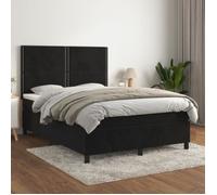 3142961 vidaXL Lit à sommier tapissier avec matelas Noir 140x190 cm Velours