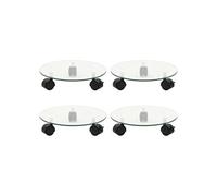 3144028 Supports roulants à plantes 4 pcs 28 cm Verre trempé Rond