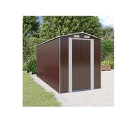 Abri de Jardin Marron Foncé 192x440x223 cm Acier Galvanisé Stockage vidaXL