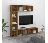 vidaXL Ensemble Bibliothèque/Meuble TV 3 pcs Étagère à Livres Meuble de Rangement Salle de Séjour Maison Intérieur Chêne Fumé 180x30x180 cm