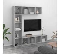 vidaXL Ensemble bibliothèque et meuble TV 3 pièces Sonoma gris 180 x 30 x 180 cm