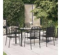 Vidaxl Ensemble À Dîner De Jardin 7 Pcs Noir Corde De Coton Et Acier