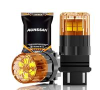 3157 Ampoule LED, Ambre Super Brillant 6.5W 12V 24V Non-Polarité 2835 18SMD T25 P27/7W 3156 P27W Ampoules LED pour la Lumière de Voiture Feu de Recul, Feu de Freinage, Lumière de Jour (2Pièces)