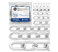 316 Lot de 3 chaînes en acier inoxydable V4A à maillons courts 200 cm = 2 m 4 mm d'épaisseur Chaîne d'ancre A4 DIN 56856 Chaîne à maillons ronds DIN 766 Chaîne en acier inoxydable 2 m