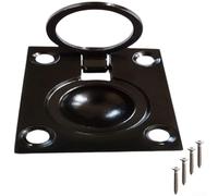 316 Verrou de sol avec revêtement noir avec poignée carrée 48 x 38 mm, poignée de traction rectangulaire encastrée pour applications de yacht et marine, meubles, armoire, tiroir et ferrures de porte,