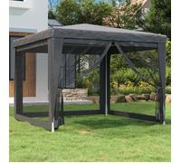 vidaXL Tente de fête Belvédère - 4 parois en maille - Anthracite 3x3 m