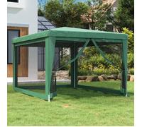 vidaXL Tente de réception Pavillon 3x4 m – 4 parois latérales en maille PEHD vert
