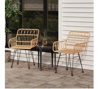 Vidaxl Chaises De Jardin 2 Pcs Et Accoudoir 56x64x80 Cm Résine Tressée
