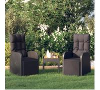 319544 vidaXL Chaises de jardin inclinables coussins 2pcs Noir Résine tressée