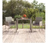 319886 vidaXL Chaises de jardin avec coussins 2 pcs Résine tressée Gris