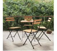vidaXL Chaises de bistrot pliantes Lot de 4 Bois de teck solide et acier Marron