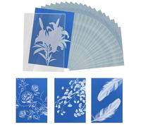 32 Feuilles A6 Papier d'Impression Solaire, 4,8x10,5cm Papier Cyanotype avec Panneau Acrylique Haute Photosensible Papier d'Impression et de Dessin d'Art Solaire pour Bricolage Projet