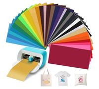 32 Feuilles Vinyle Thermocollant pour Cricut Joy, 14 x 30,5 CM Feuille Flex Thermocollant Vinyl Transfert de Chaleur pour T-shirts, Sacs, Vêtements et Autres Tissus de Pressage à Chaud