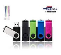 32 GO Clé USB 2.0 Lot de 5 Pièces par VIEKUU Flash Disk Stockage pour Ordinateur, Télévision, Automobile etc (Multicouleur Noir Bl G