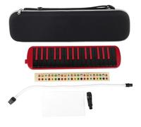 32 Key Melodica Wind Musical Instrument F 32s with Carrying Bag, Beginner Practice Pianica with Phosphor Bronze Reeds, Portable Keyboard Harmonica with Blowpipe Mouthpiece (Red)