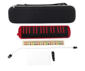 32 Key Melodica Wind Musical Instrument F 32s with Carrying Bag, Beginner Practice Pianica with Phosphor Bronze Reeds, Portable Keyboard Harmonica with Blowpipe Mouthpiece (Red)