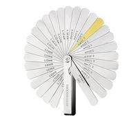 32 Lames Jauge d'Épaisseur,Jauges d’épaisseur de précision Jeu de Cale Soupape,Double marquage Métrique et Impérial 0.04-0.88mm(0.0015-0.035in),pour mesurer Largeur ou l'épaisseur de l'écart