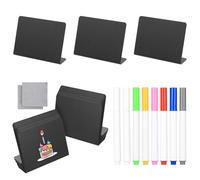 32 Mini Ardoise Effacable, Petite Ardoise de Table, Petit Tableau Noir Ardoises étiquettes, Mini Tableaux Noirs, Chevalet Etiquette pour Buffet Fête Mariage Boulangerie, 8 stylos, 2 chiffons inclus