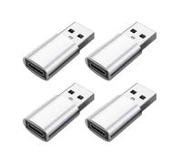 (32 mm x 15 mm x 6,8 mm - Argent) Lot de 4 adaptateurs USB 3.0 vers Type C femelle, convertisseur USB en alliage d'aluminium facile à utiliser, gris