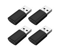 (32 mm x 15 mm x 6,8 mm - Noir) Lot de 4 adaptateurs USB 3.0 vers Type C femelle, convertisseur USB en alliage d'aluminium facile à utiliser, gris