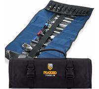 32 Outil de poche Rouleau Organiseur - Organiseur de clé et outil Pouch - Clé Rouleau Comprend Pochettes pour 10 douilles - Rouleau à outil Sac pour électricien, chauffage, Ventilation et Climatisation, plombier, charpentier ou mécanicien